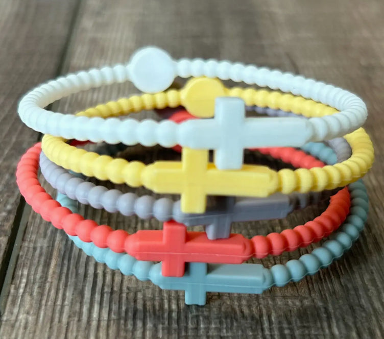 Silicone Cross Bracelet Set of 5