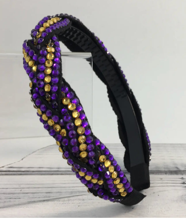 Purple & Gold Rhinestone Headband