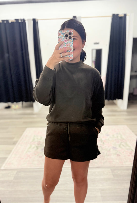 Brown Scuba Pullover Short Set