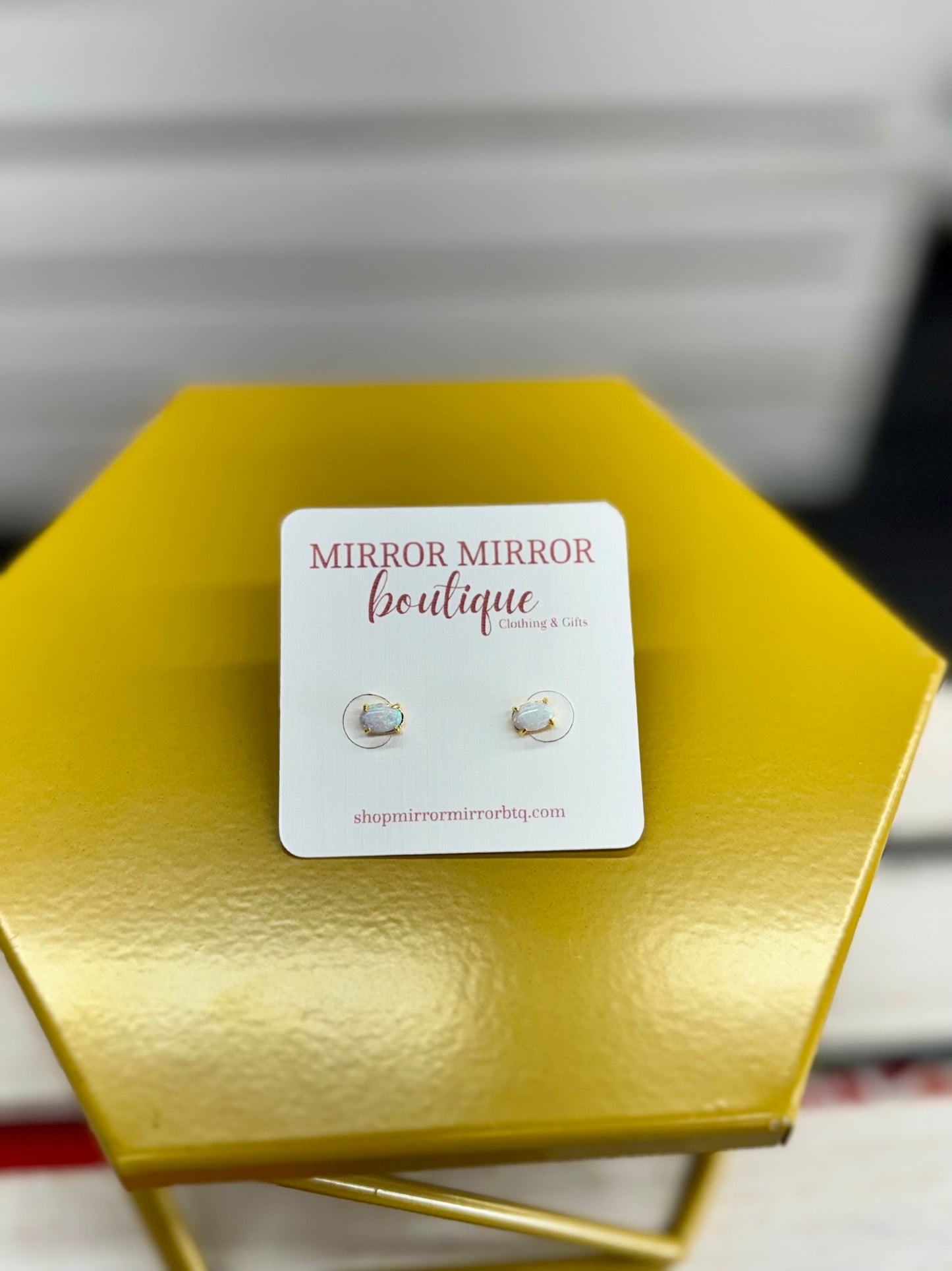 Opal Stone Stud Earrings