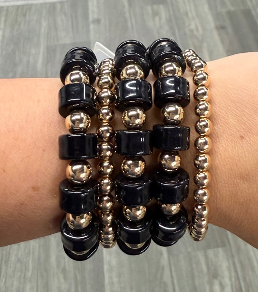 Dallas Black Chunky Bracelet Set