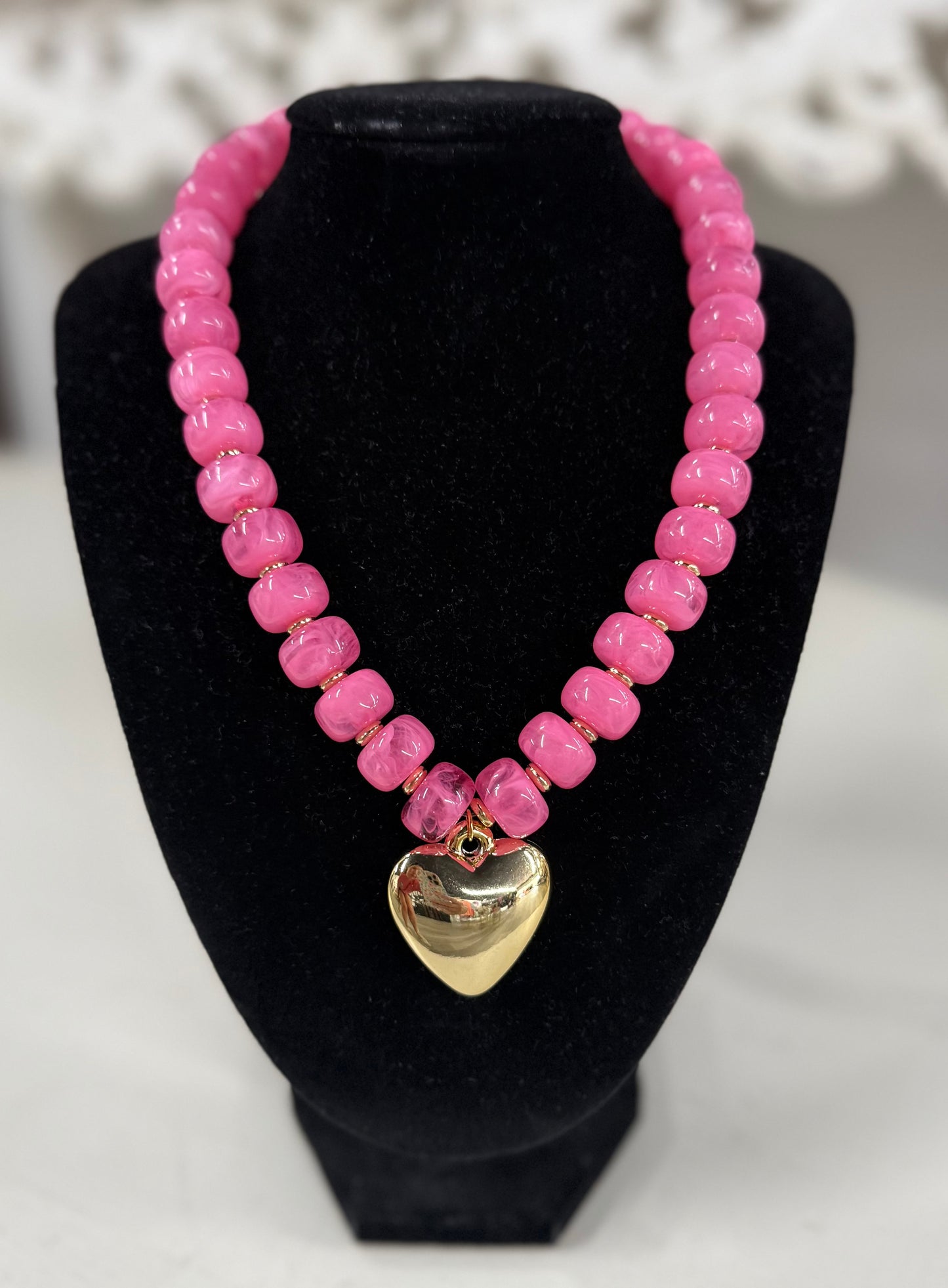 Pink Chunky Beaded Necklace