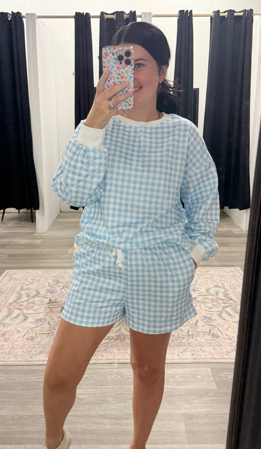 Blue Gingham Short Set