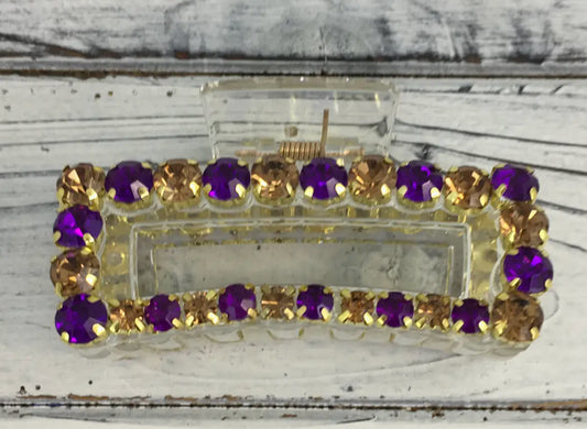 Purple & Gold Stone Claw Clip