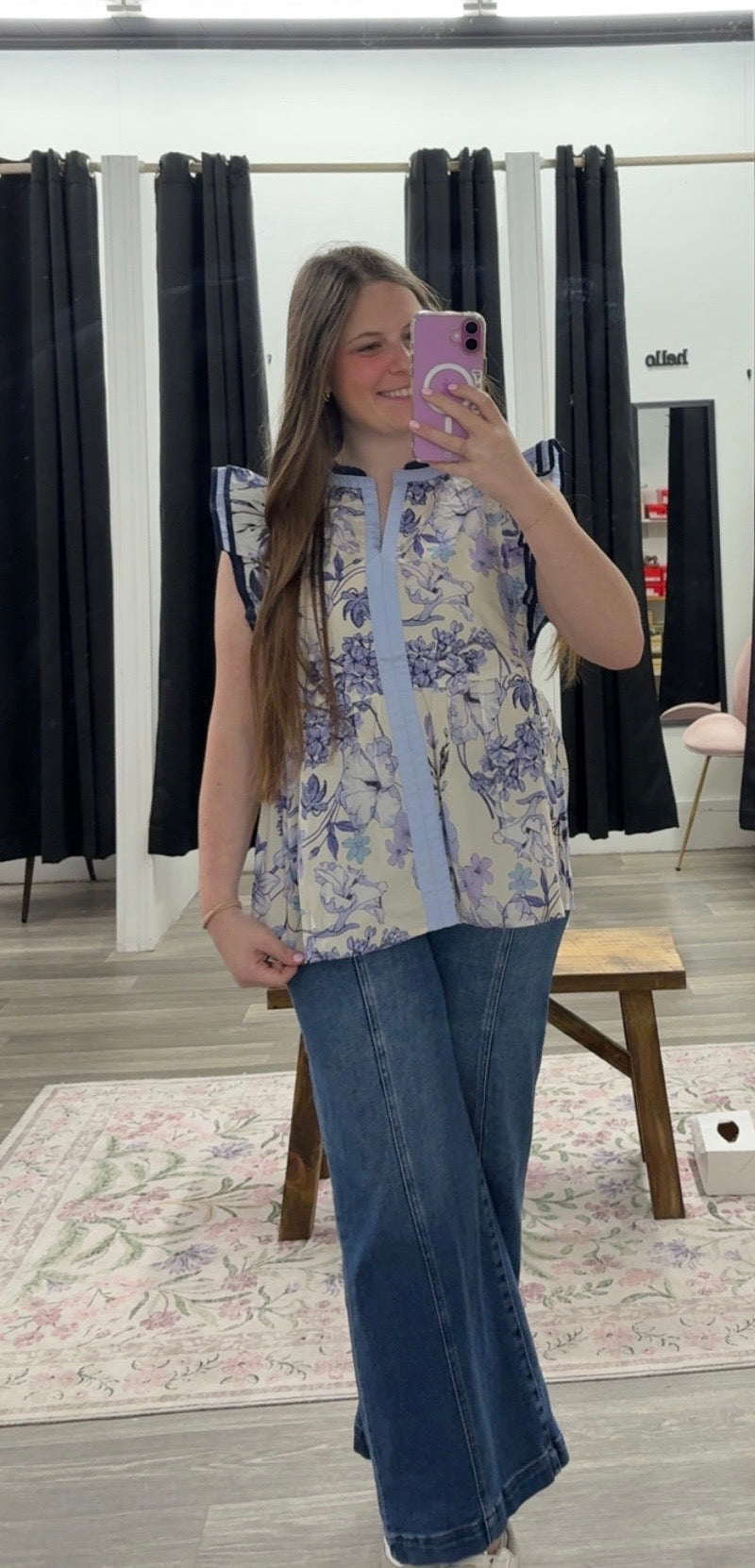 Floral Print Ruffle Top