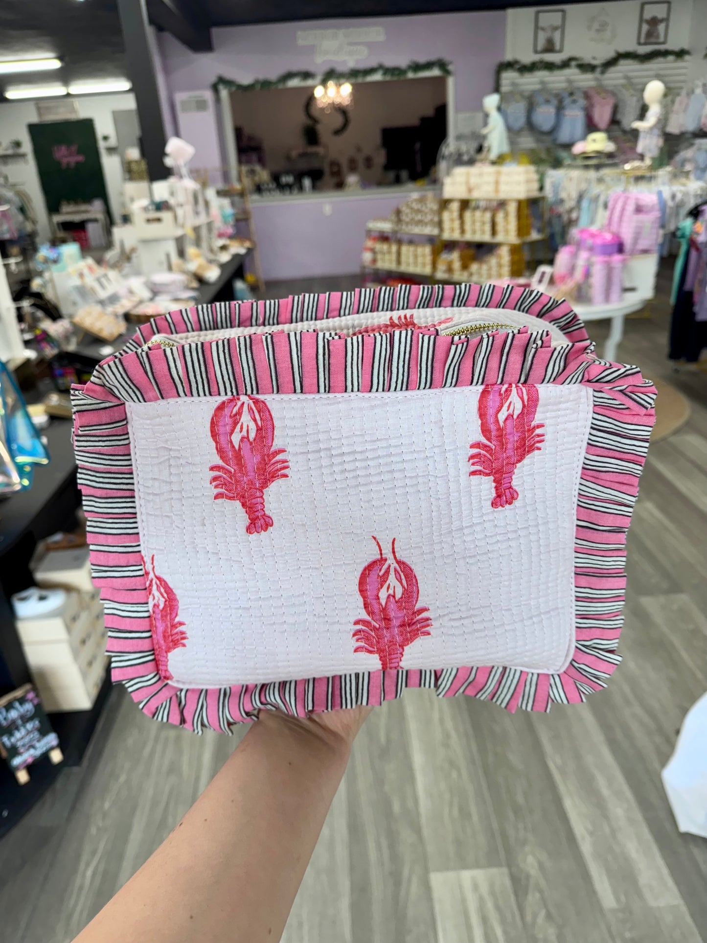 Crawfish Quilted Cosmetic Bag