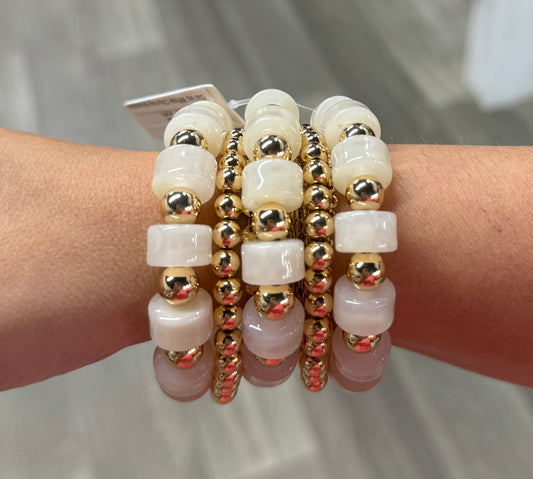 Dallas White Chunky Bracelet Set