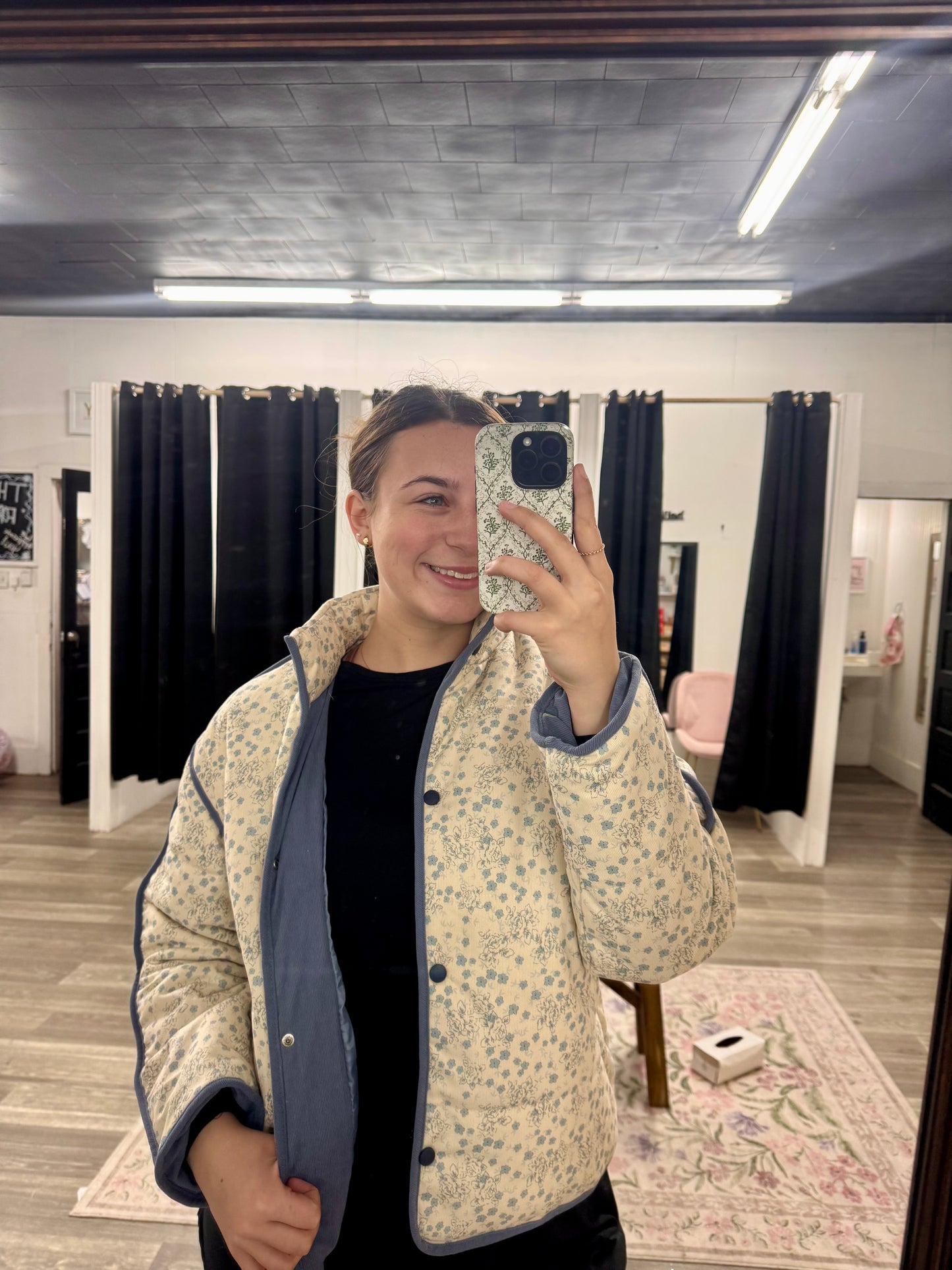 Blue Blossom Puffer Jacket