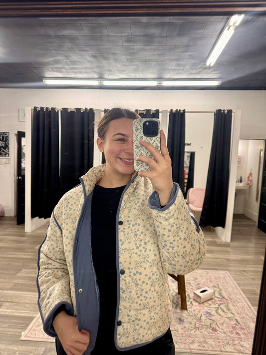 Blue Blossom Puffer Jacket