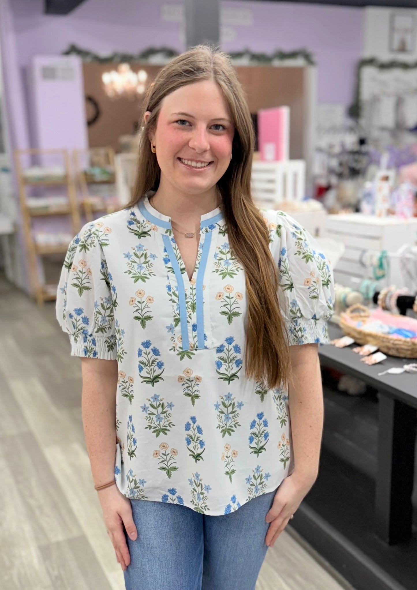 Off White Floral Top