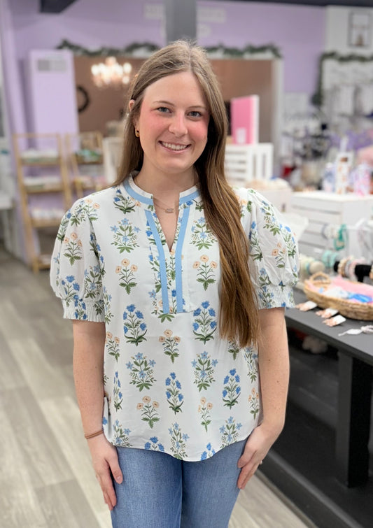 Off White Floral Top