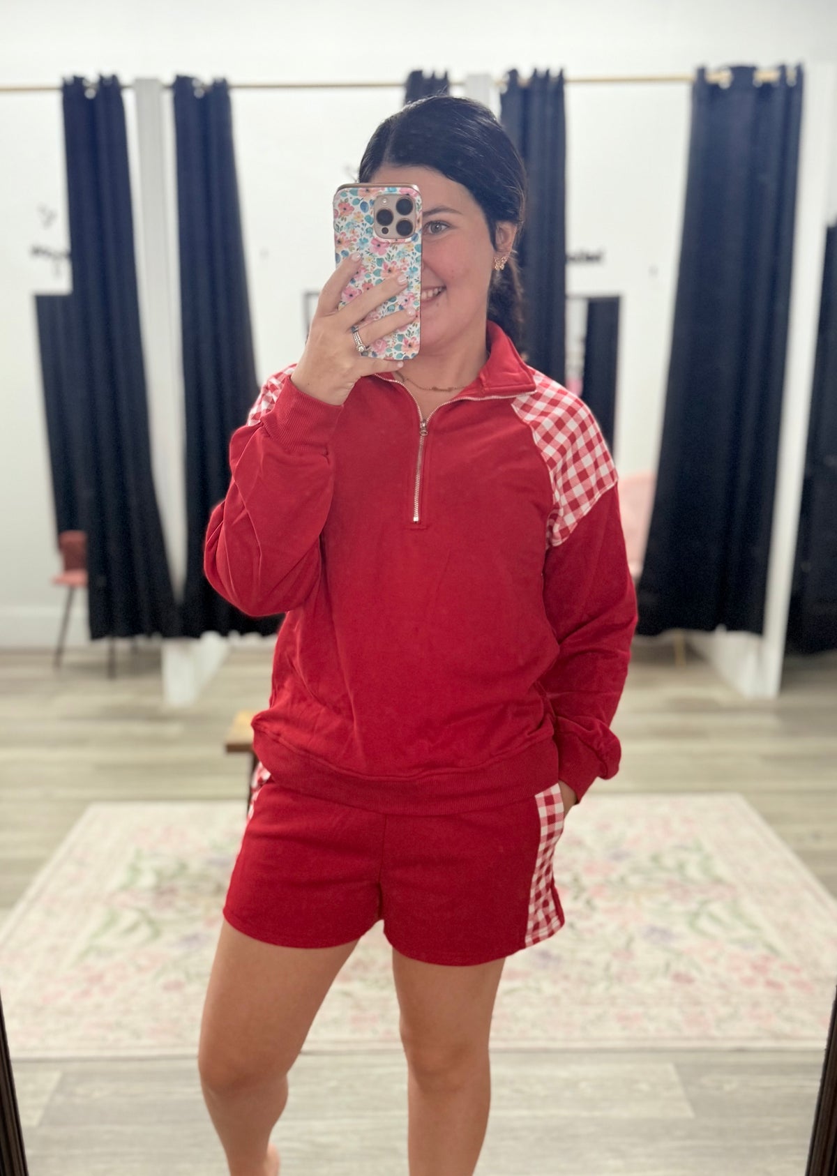 Red Gingham Short Set