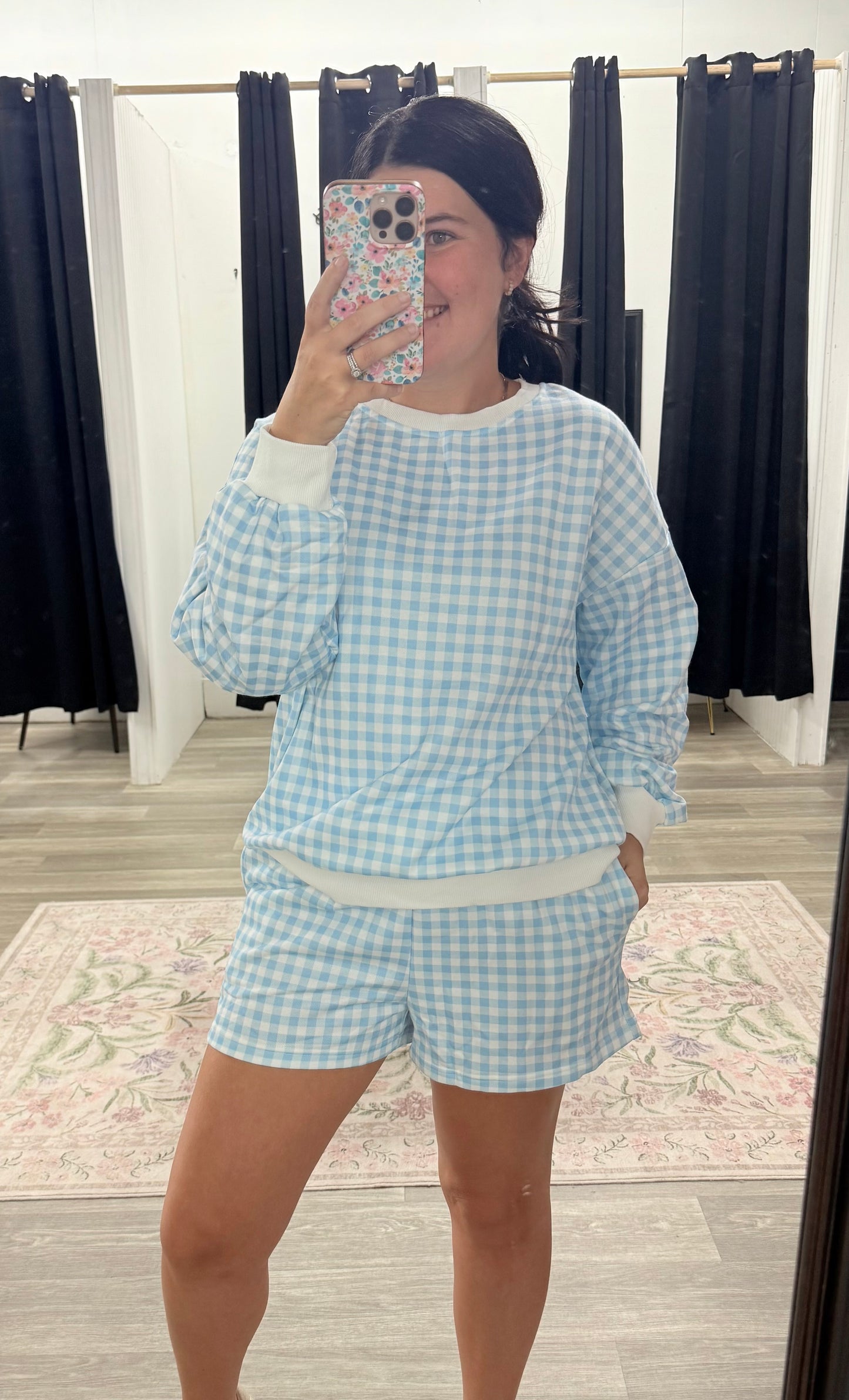 Blue Gingham Short Set