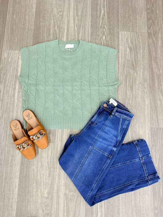 Sage Short Sleeve Sweater Top