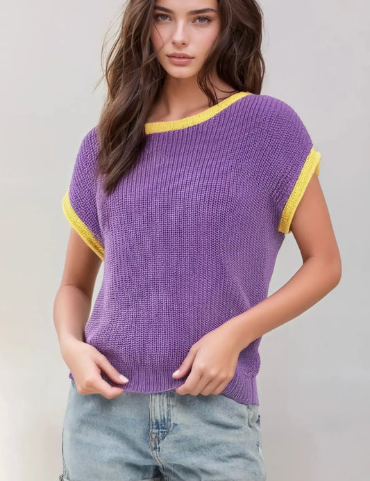 Purple & Gold Contrast Top