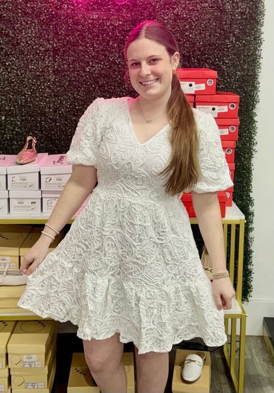 Off-White Lacy Textured Dress