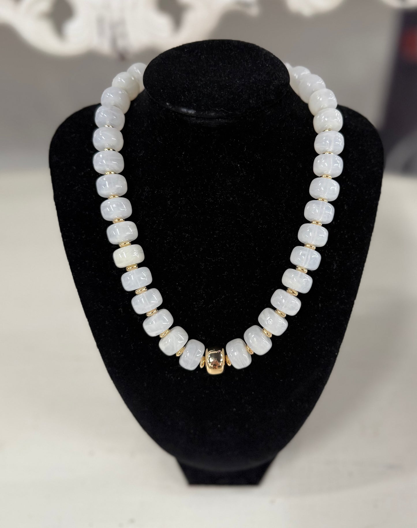 Chunky White Beaded Necklace
