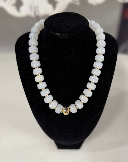 Chunky White Beaded Necklace