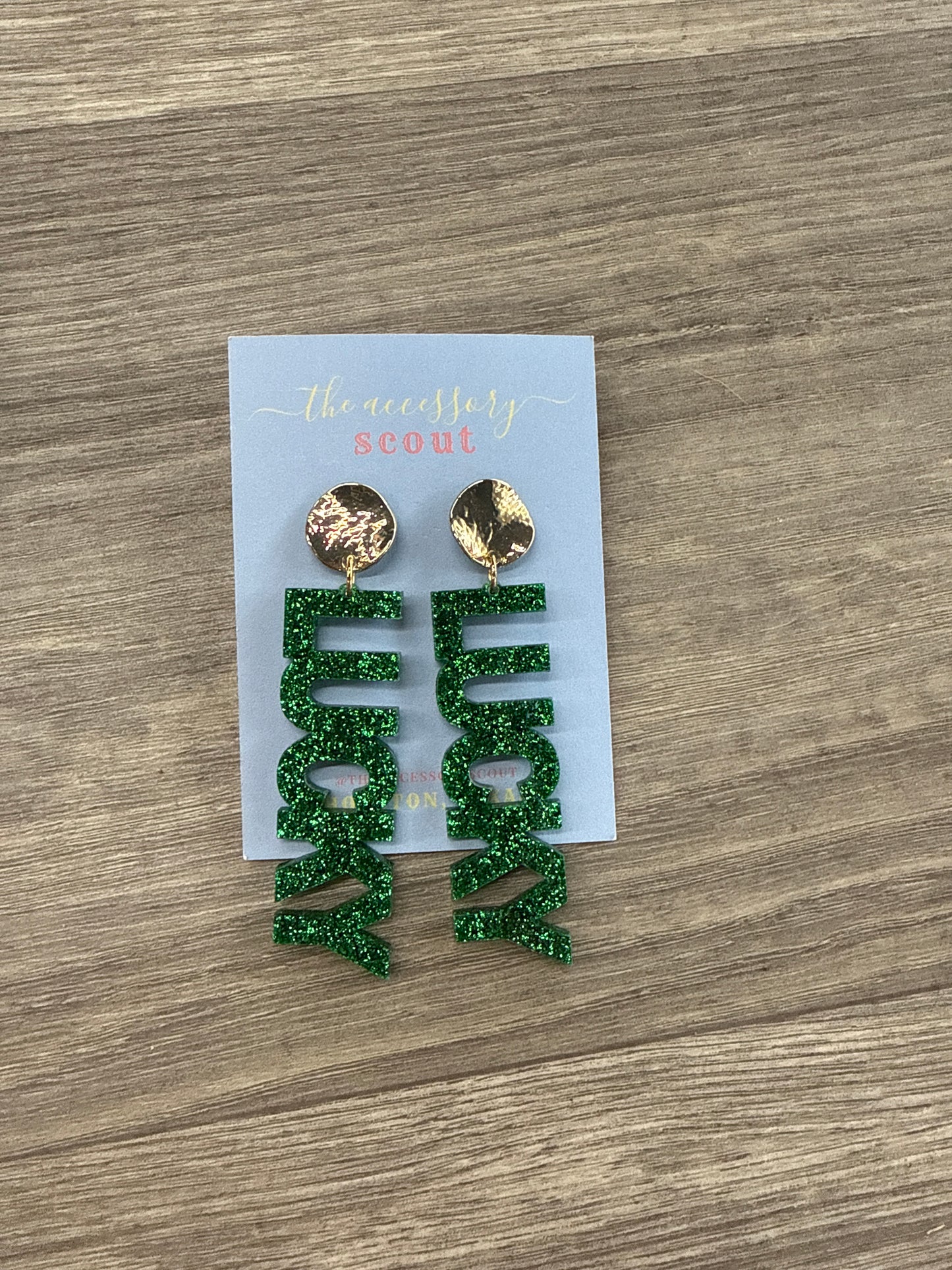 Lucky Green Glitter Earrings