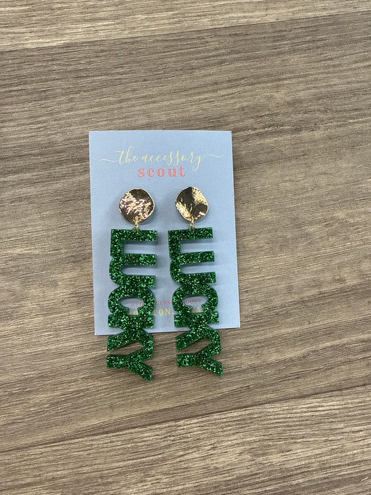 Lucky Green Glitter Earrings