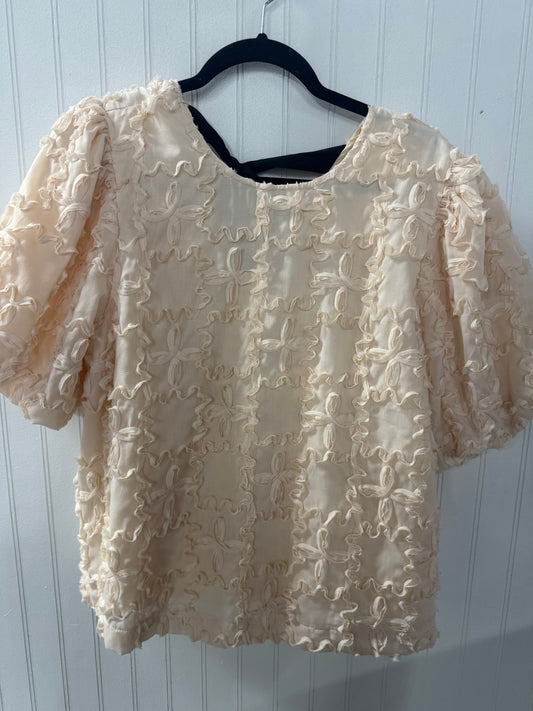 Champagne Black Bow Detail Top