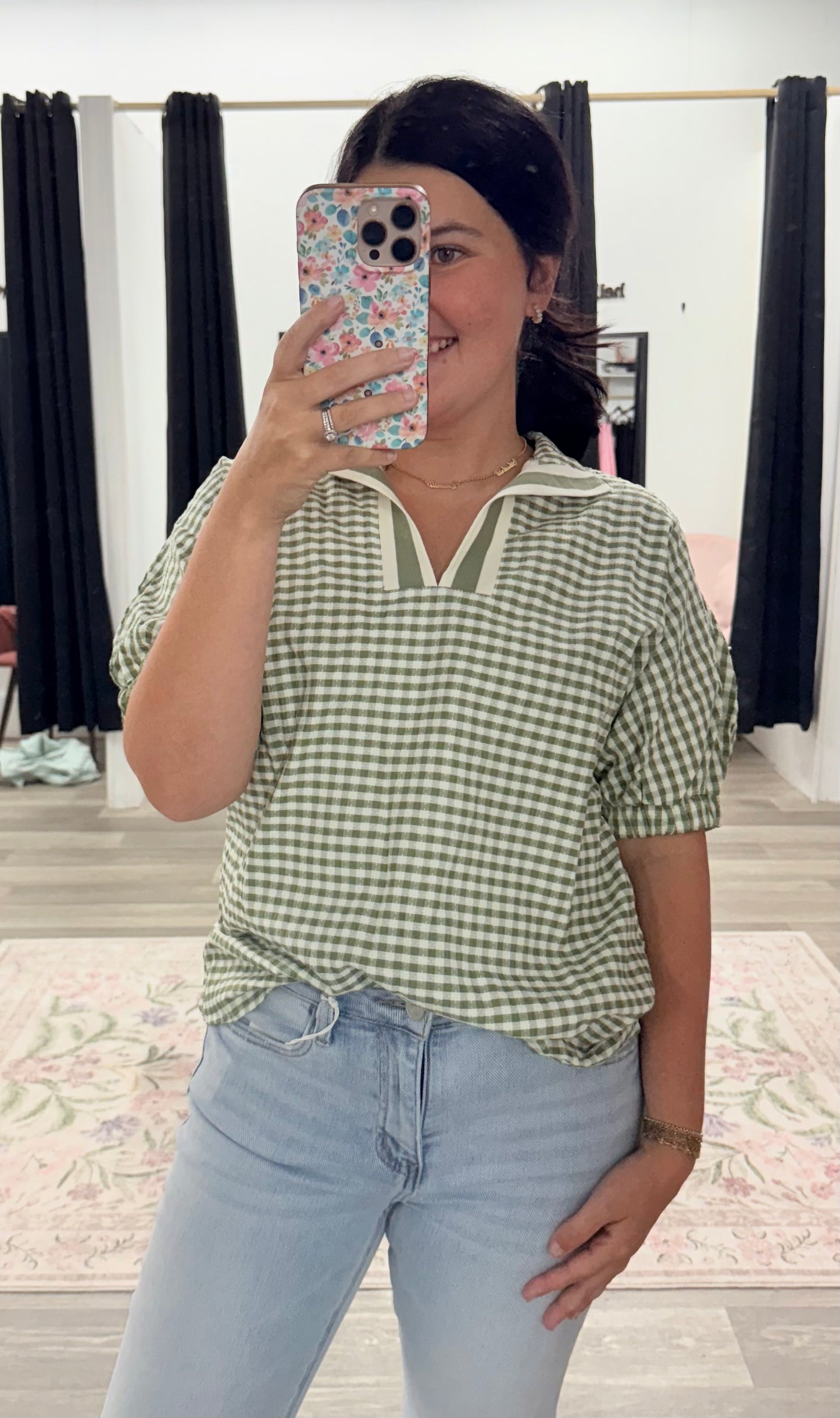 Gemma Plaid V-Neck Top