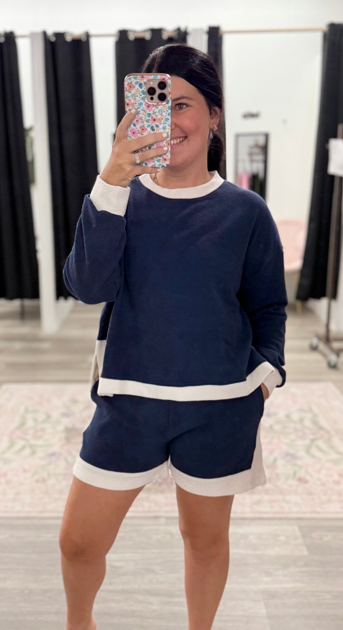 Navy & White Short Set