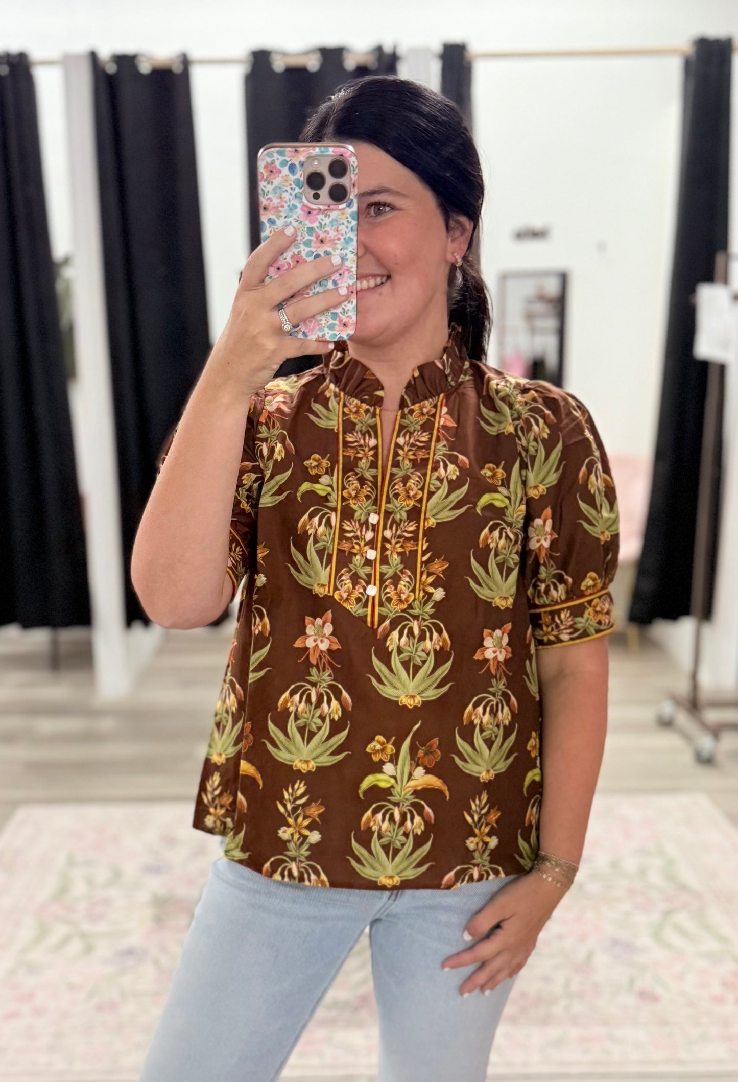 Brown Floral Top