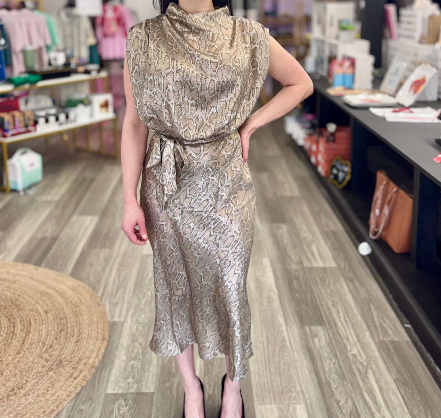 Stay Classy Mock Neck Midi Dress