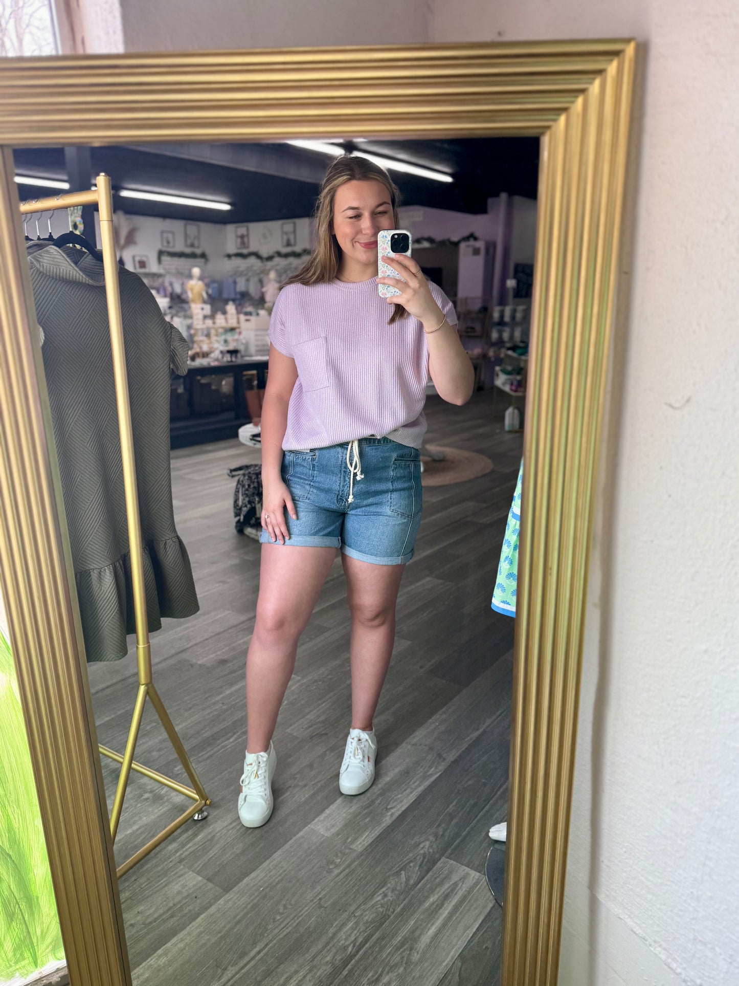 Sienna High Rise Drawstring Denim Shorts