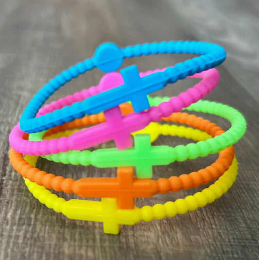 Silicone Cross Bracelet Set of 5