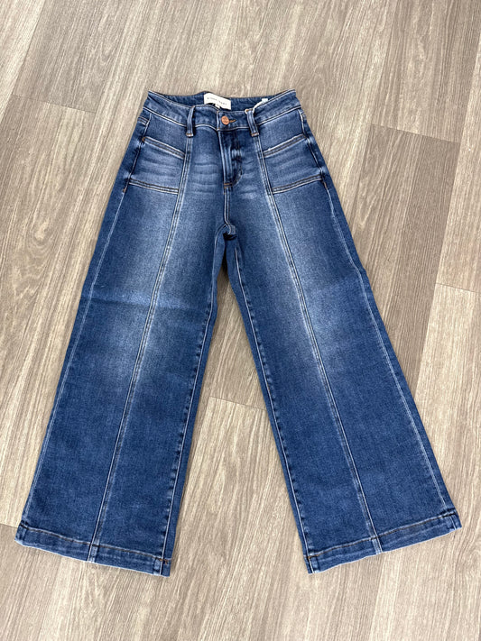 Audrie Mid Rise Crop Wide Leg Jeans