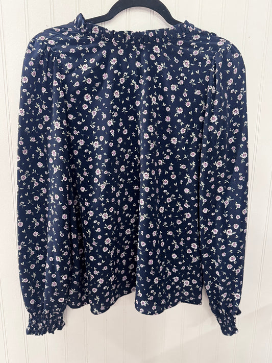 Navy Floral Long Sleeve Top