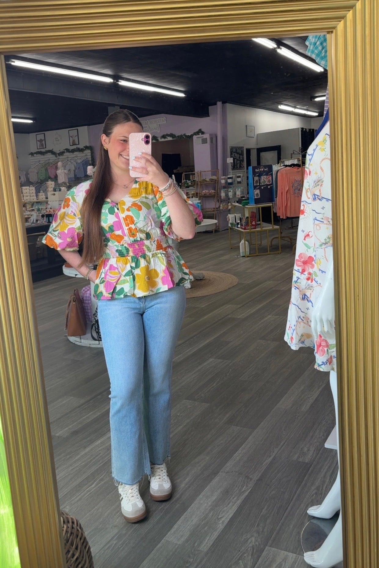 Floral V Neck Peplum Top