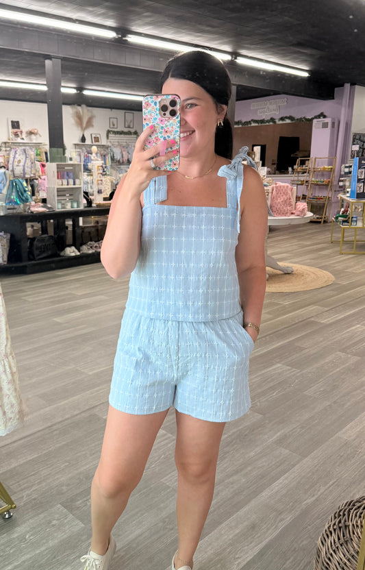 Blue & White Short Set