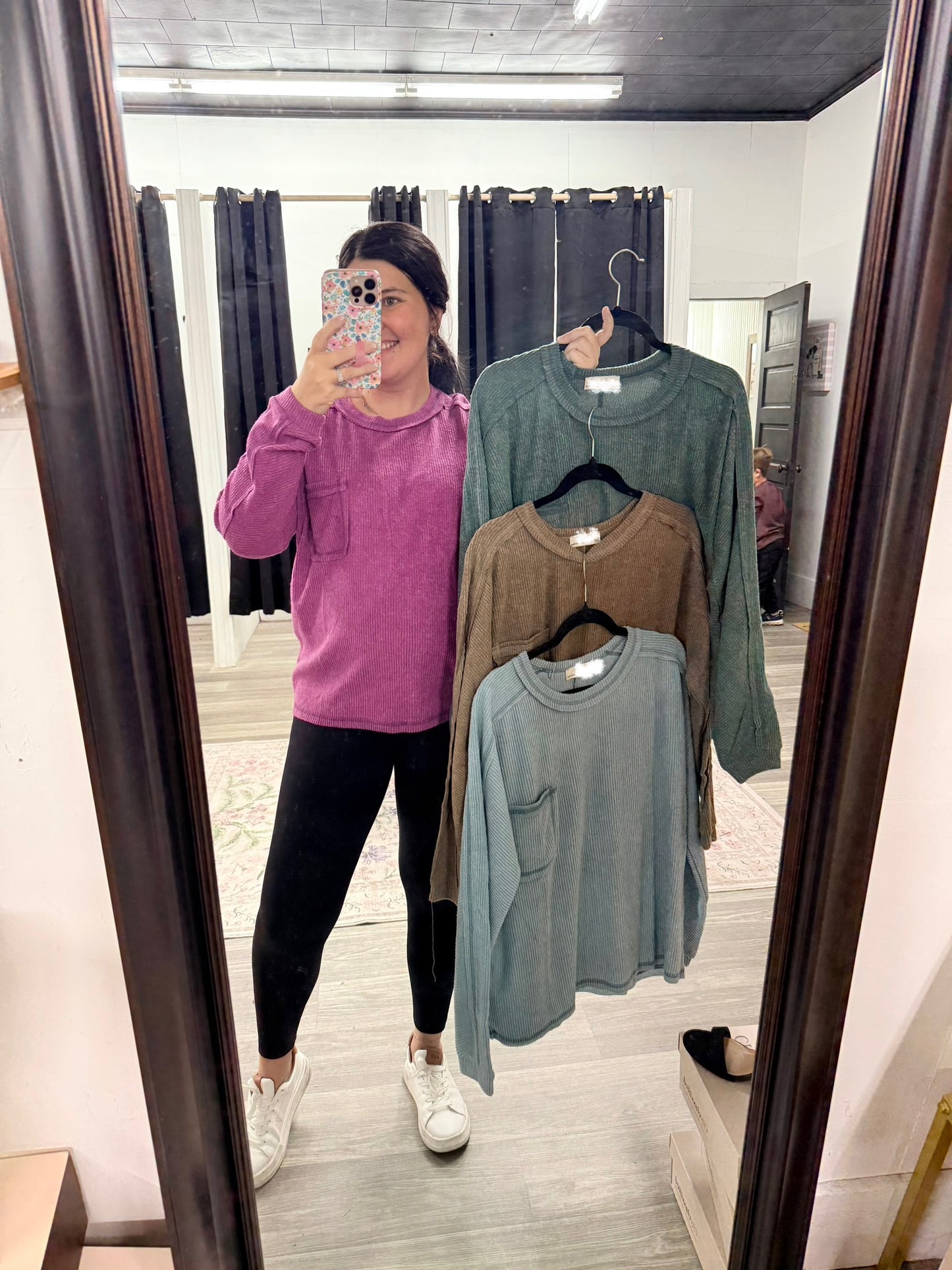 Brushed Ribbed Round Neck Top