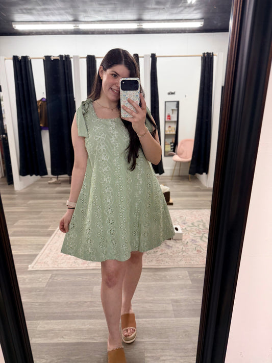 Kiwi Striped Eyelet Dress