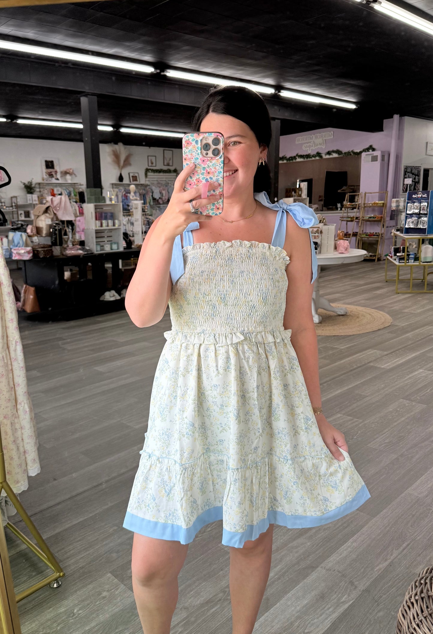 Vintage Blue Floral Dress
