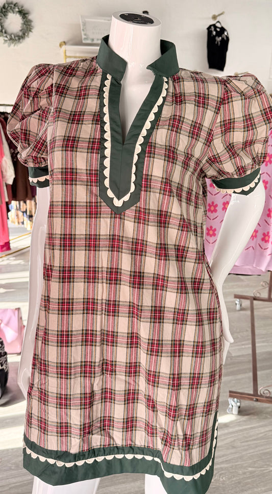 Taupe Plaid Detail Dress