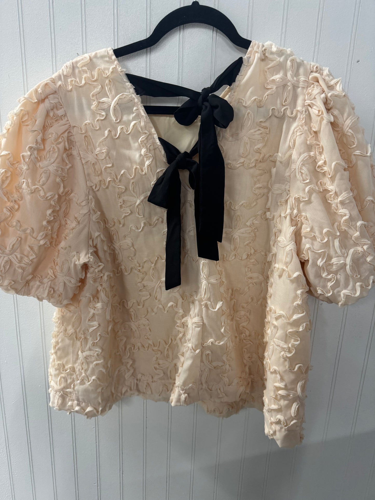Champagne Black Bow Detail Top