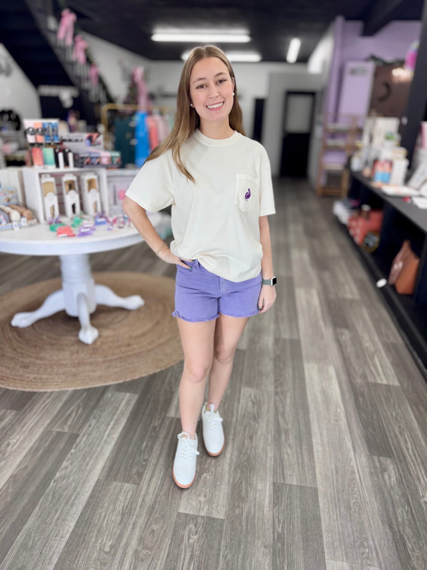 Lavender Denim Shorts