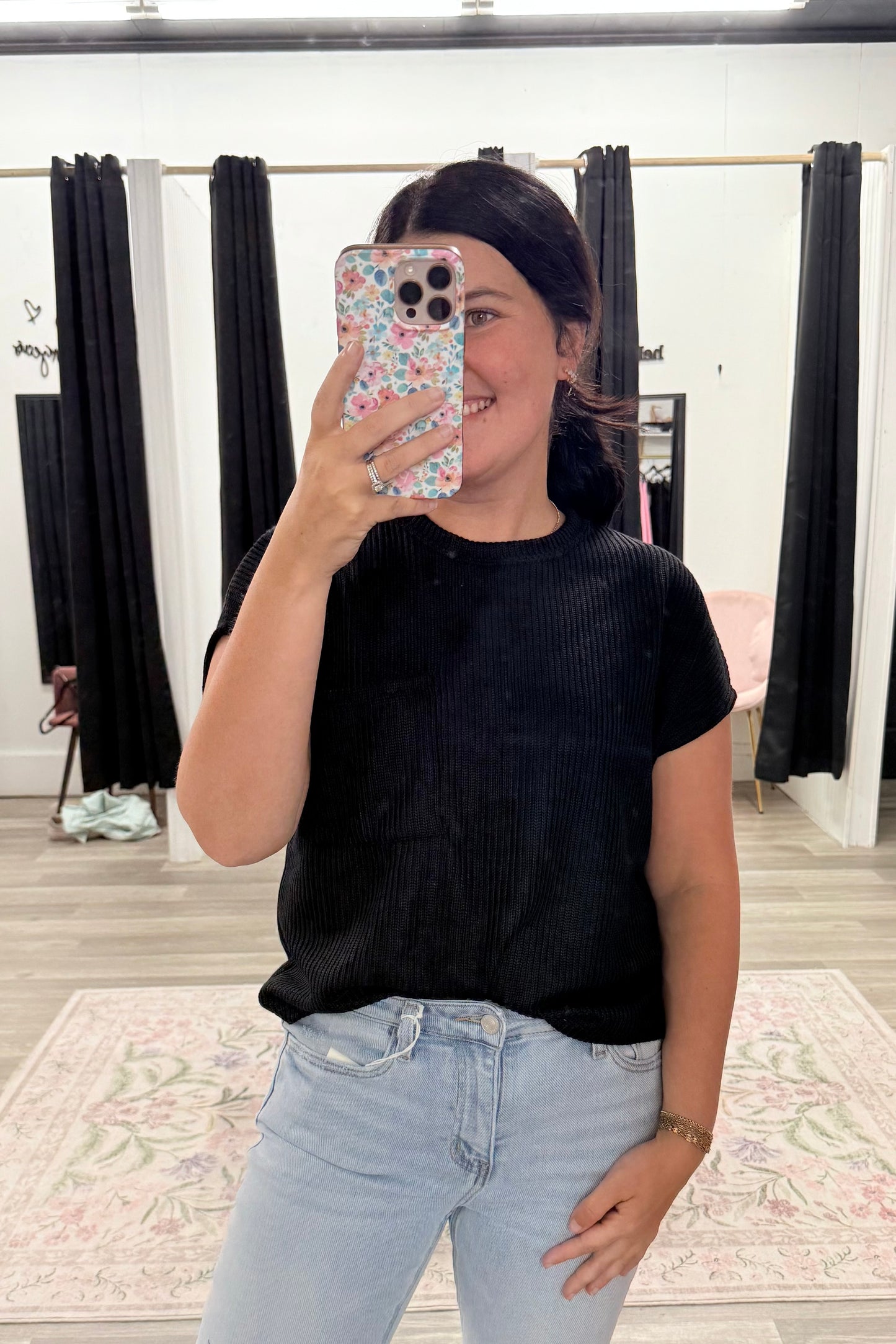 Hadlee Basic Ribbed Pocket Top