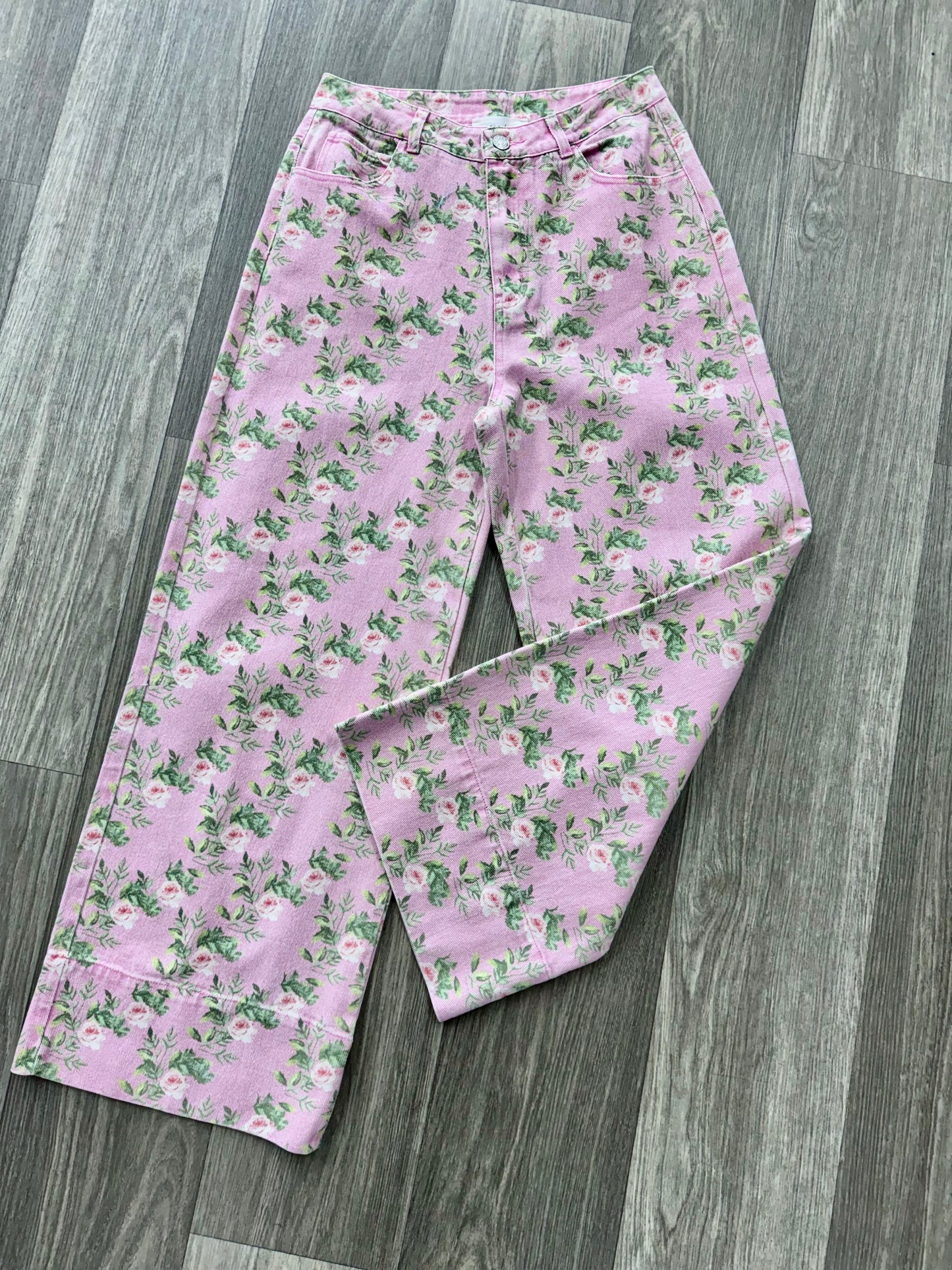 Pink Floral Jeans