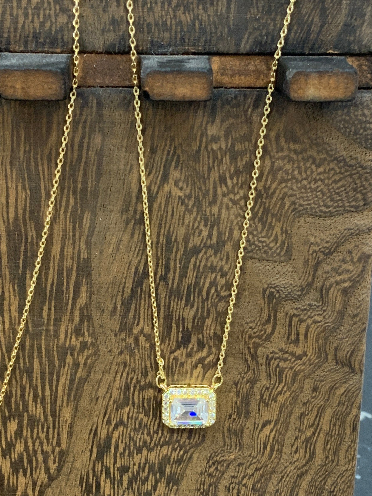 Emerald Cut Pendant Necklace
