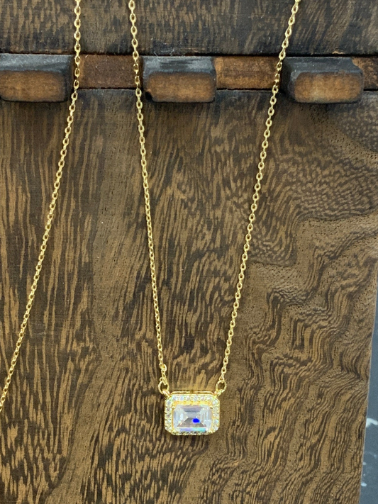 Emerald Cut Pendant Necklace