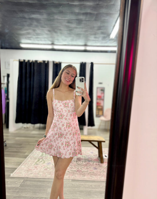 Pink Floral Printed Active Dress