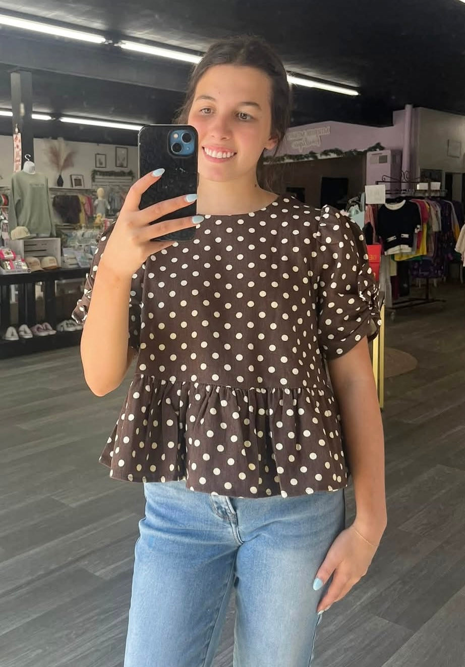 Stay Sassy Polka Dot Peplum Top