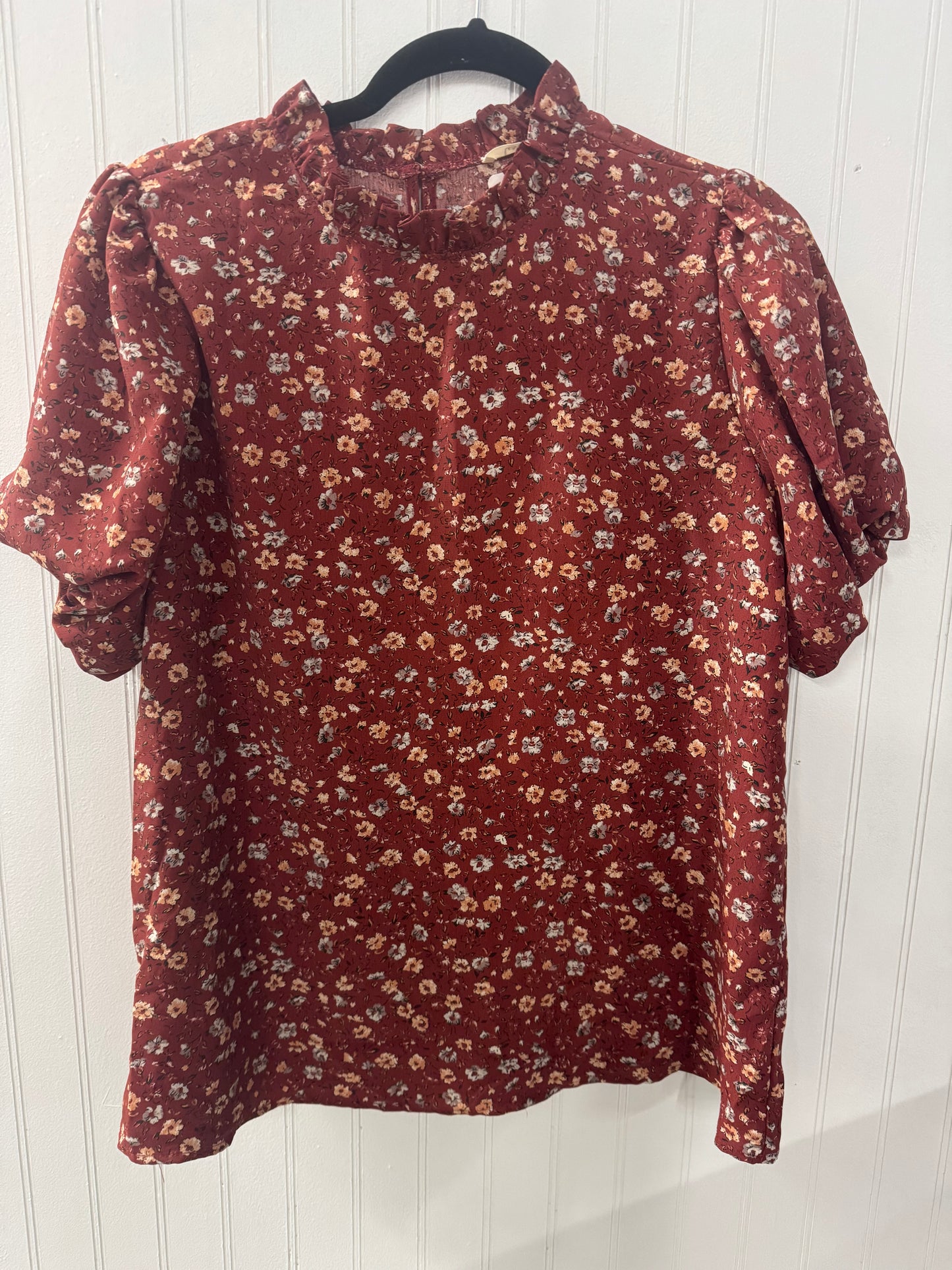 Rust Floral Puff Sleeve Top