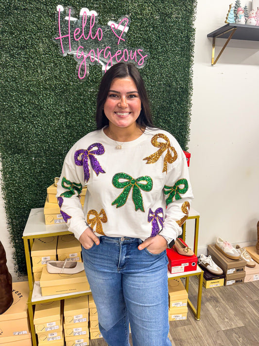 Mardi Gras Bow Sweater