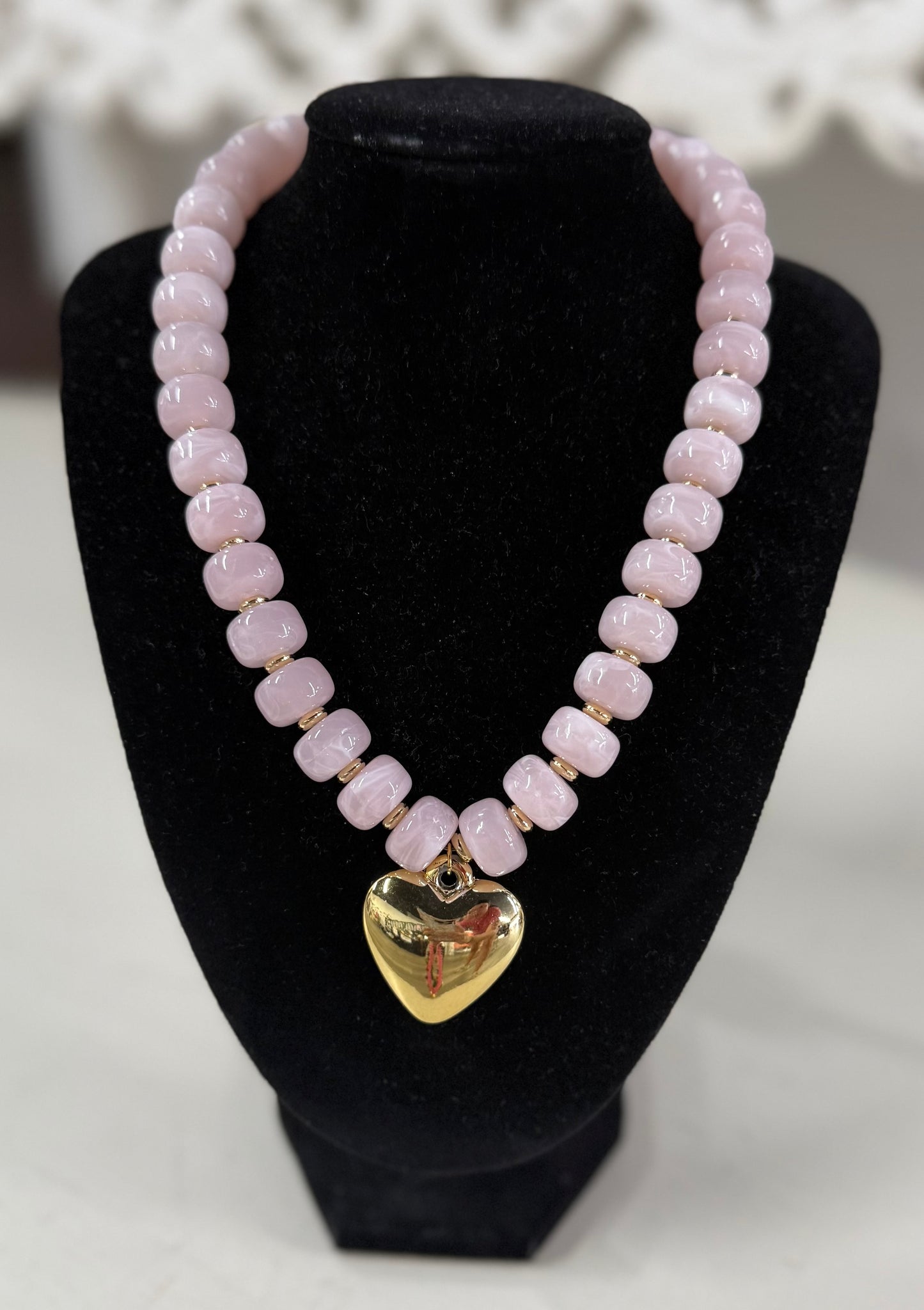 Light Pink Chunky Beaded Necklace